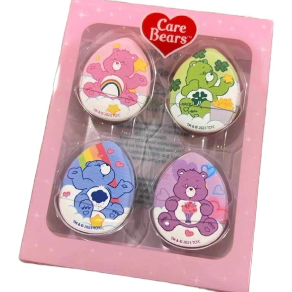 SOLD Care Bears Cartoon 14pc Lot Travel Bottles, Mini Makeup Puffs, Powder Puffs - Picture 10 of 15